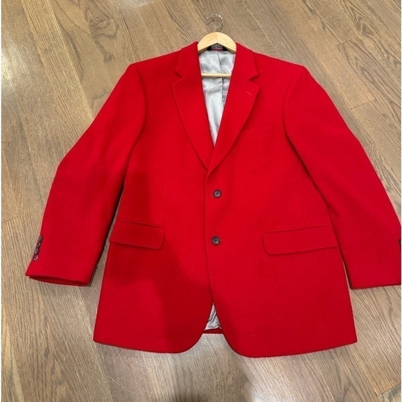 Jos. A Bank red jacket holiday party size 41R 100% camel hair vintage - Picture 10 of 13